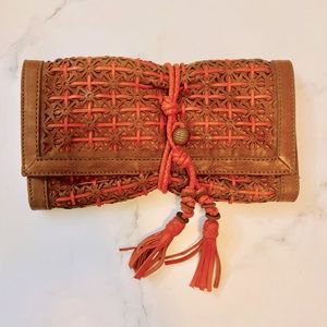 Lucky Brand Orange & Brown Clutch